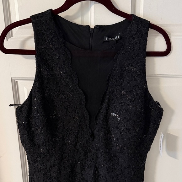 Roz & Ali Dresses & Skirts - NWT Roz & Ali Black Sequin Lace Midi Cocktail Dress Sheer Front Panel 10